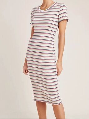Anthropologie Sundry Striped Short-Sleeve Midi Dress in Multicolor
